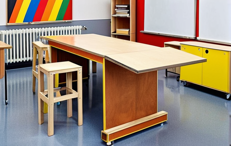 **A vibrant, interdisciplinary art class in Germany. Students are working on Bauhaus-inspired furniture designs, referencing historical art books. An art historian and art teacher are collaborating, pointing at a student's work, fostering critical thinking in a modern classroom setting. Focus on dynamic interaction and a blend of traditional and modern design elements.**