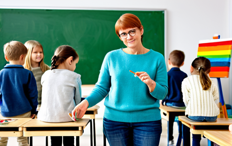 미술교육사 자격증 해외 인증 과정 - Art Teacher in a Classroom**
"A professional art teacher, fully clothed in modest, casual clothing ...